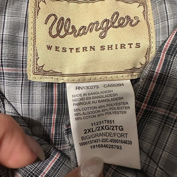 Vintage Wrangler Pearl Snap Shirt Weatern Fashion Plaid button up 2XL - Picture 4 of 6